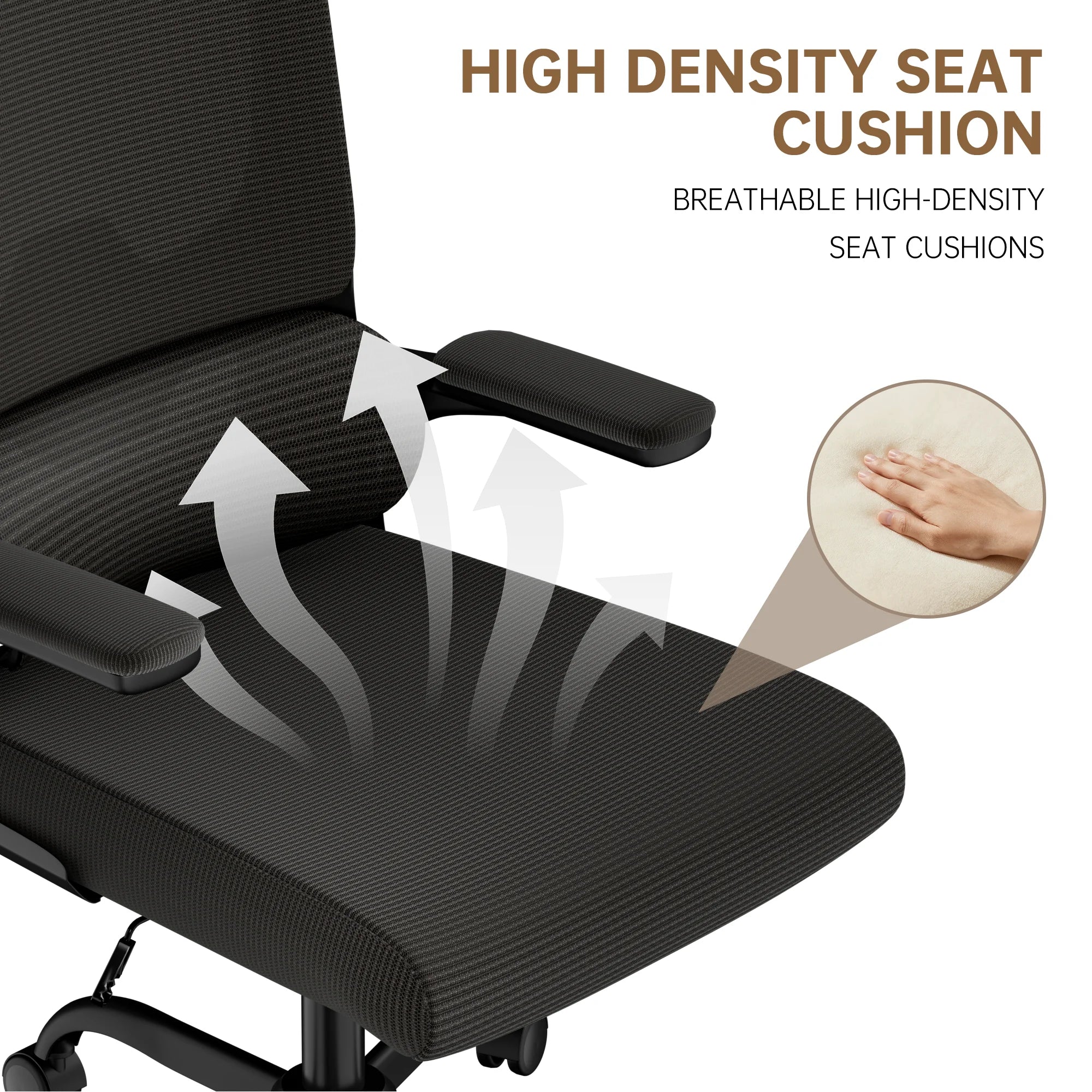 Ergonomic Office Chair with Lumbar Support, Home Office Desk Computer Chairs Adjustable Headrest and Flip-up Armrests