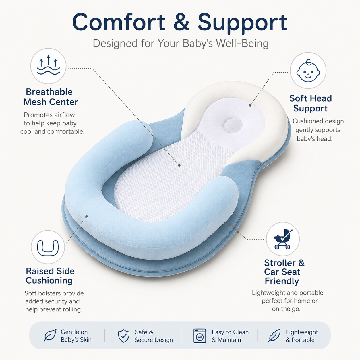 Baby Head Support Pillow for Car Seats