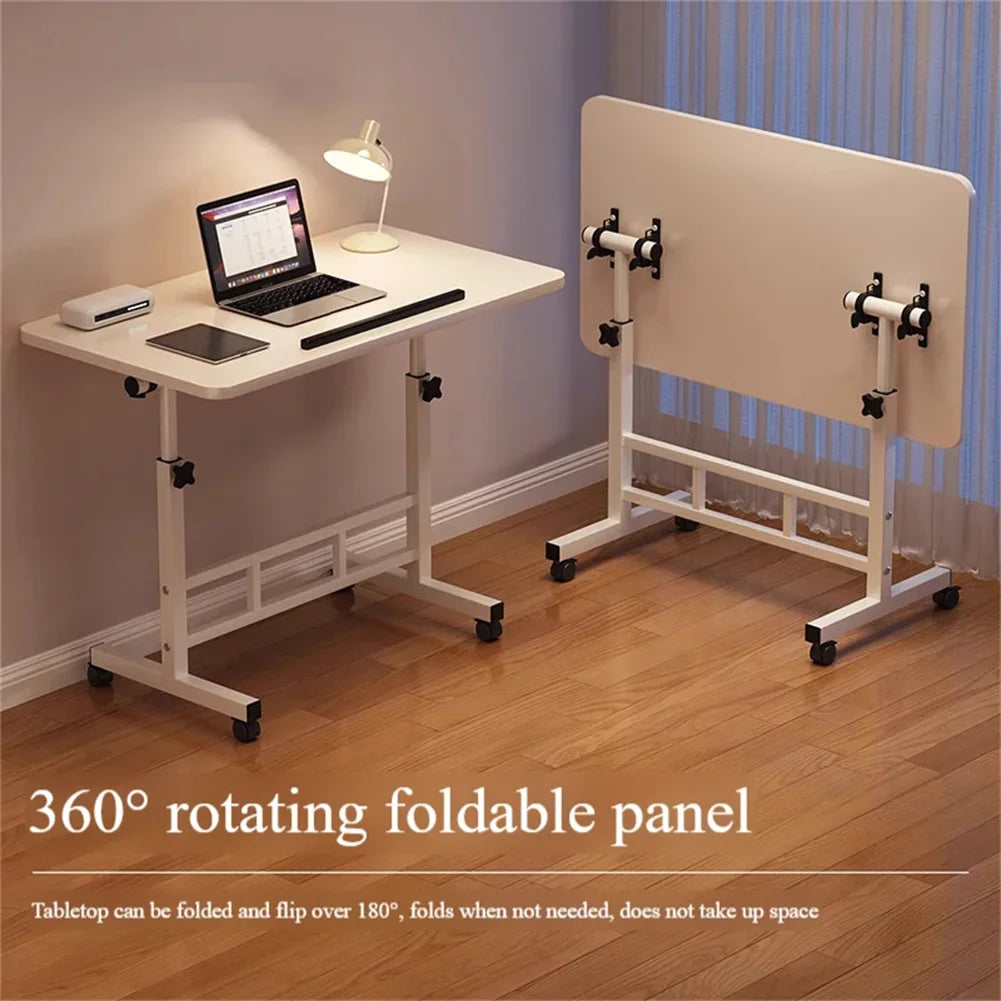 Standing Rolling Desk Portable Height Adjustable Mobile Stand Up Overbed Laptop Table with Wheels for Sofa Bedroom Home Office