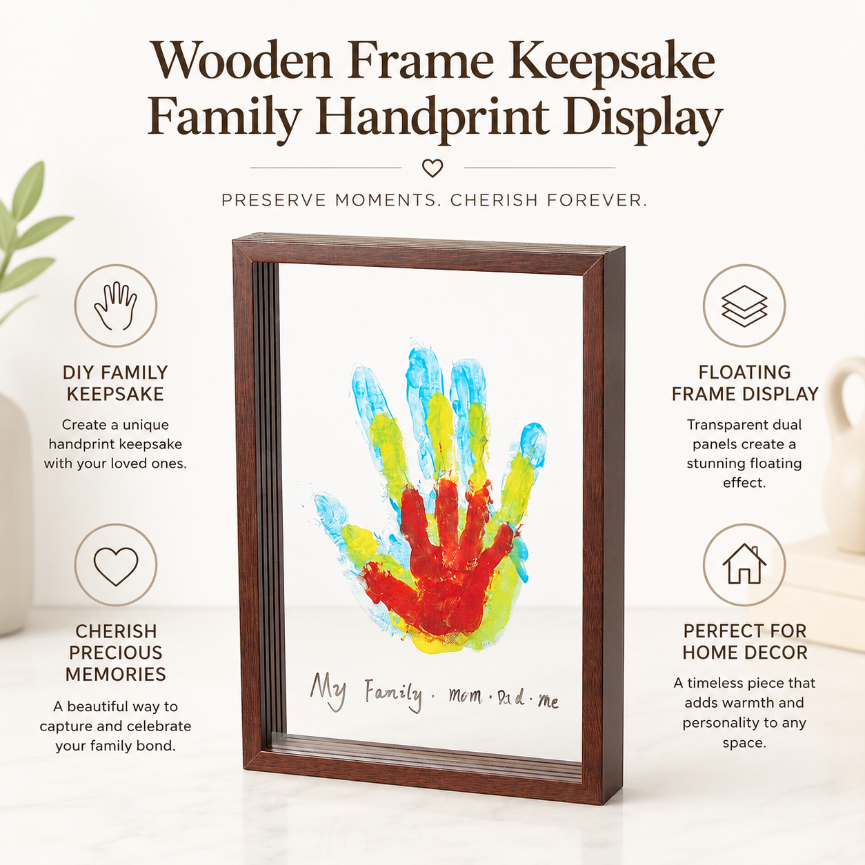 Wooden Family Handprint Keepsake Frame