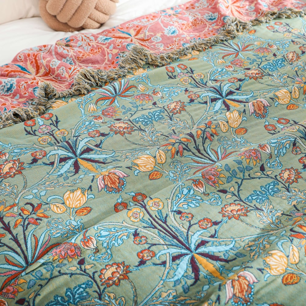 Cotton Blanket Reversible Throw Soft Woven Quilt
