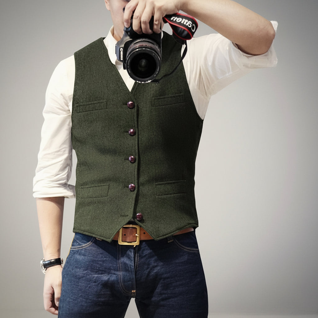 Men's Button-Up Vest Sleeveless Casual | Formal Wear