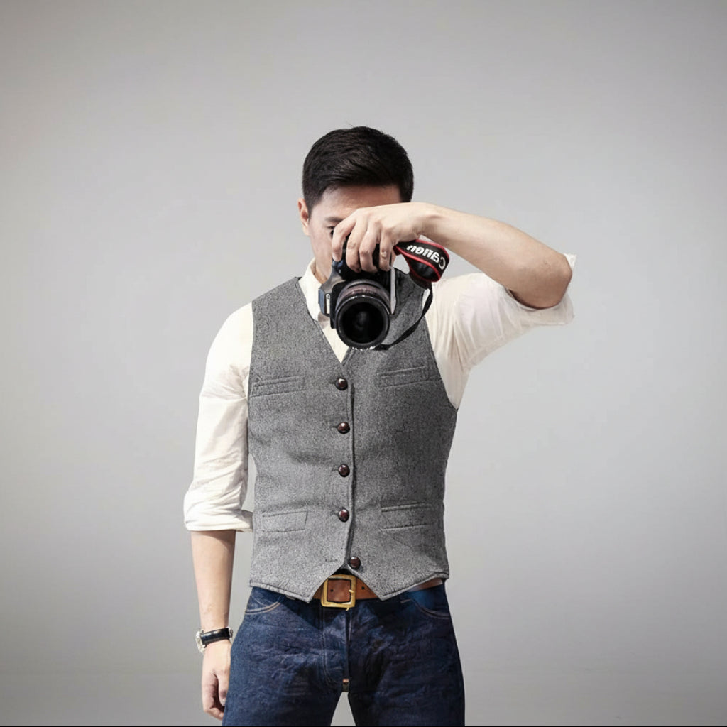 Men's Button-Up Vest Sleeveless Casual | Formal Wear