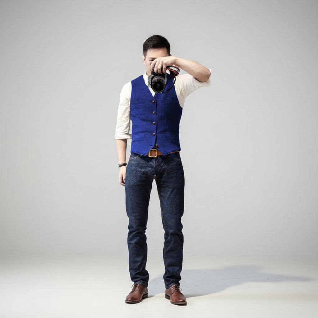 Men's Button-Up Vest Sleeveless Casual | Formal Wear