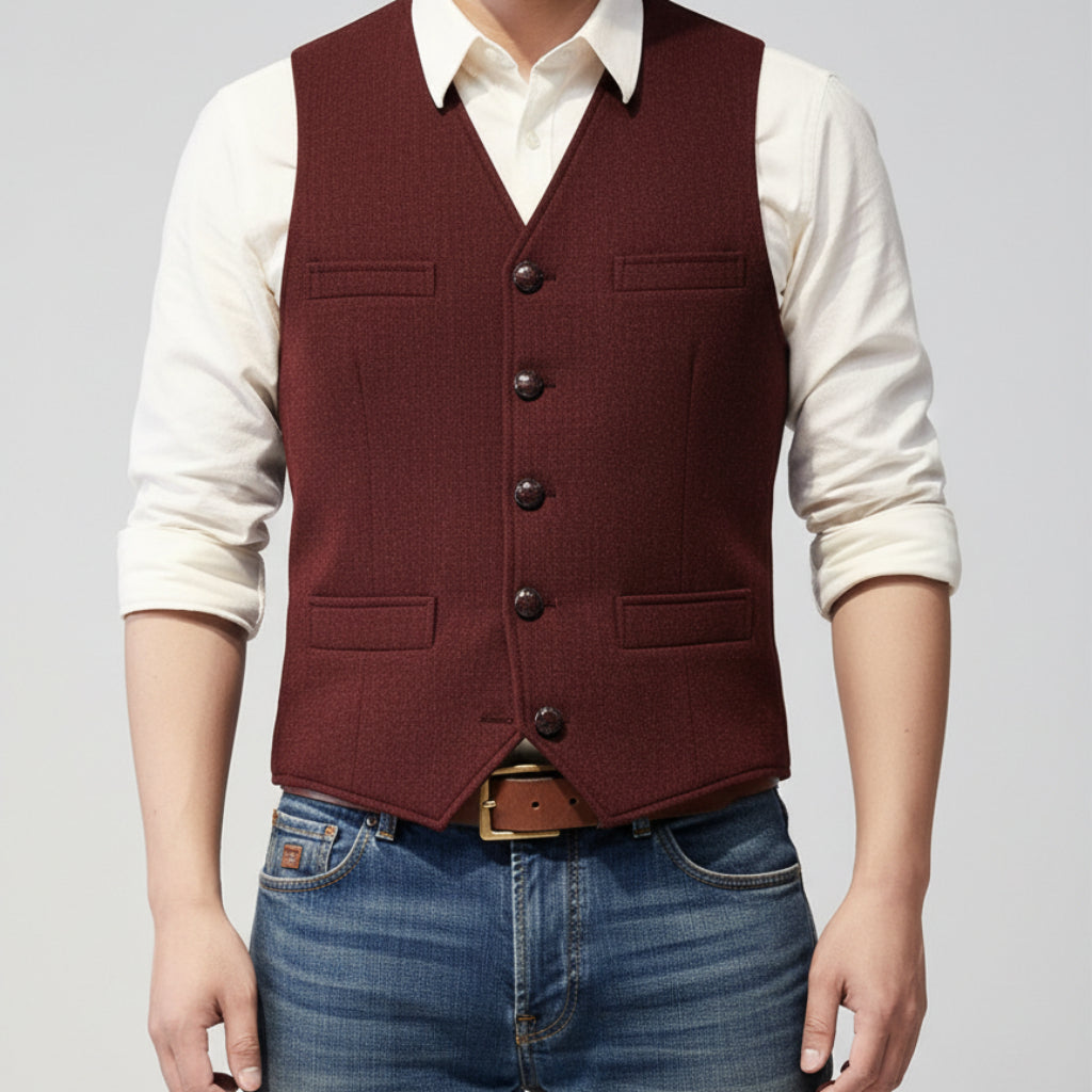 Men's Button-Up Vest Sleeveless Casual | Formal Wear