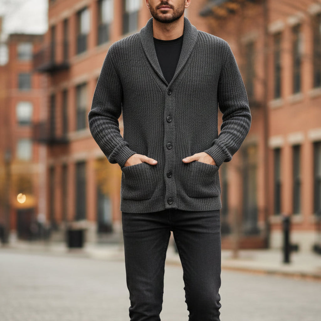 Men's Knitted Cardigan Shawl Collar | Layering