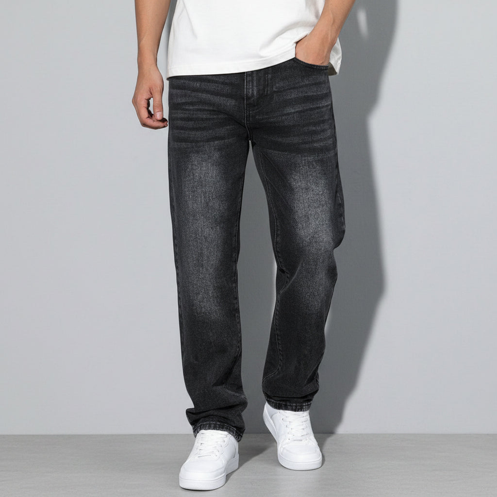 Men's Straight Leg Washed Jeans | Casual Wear