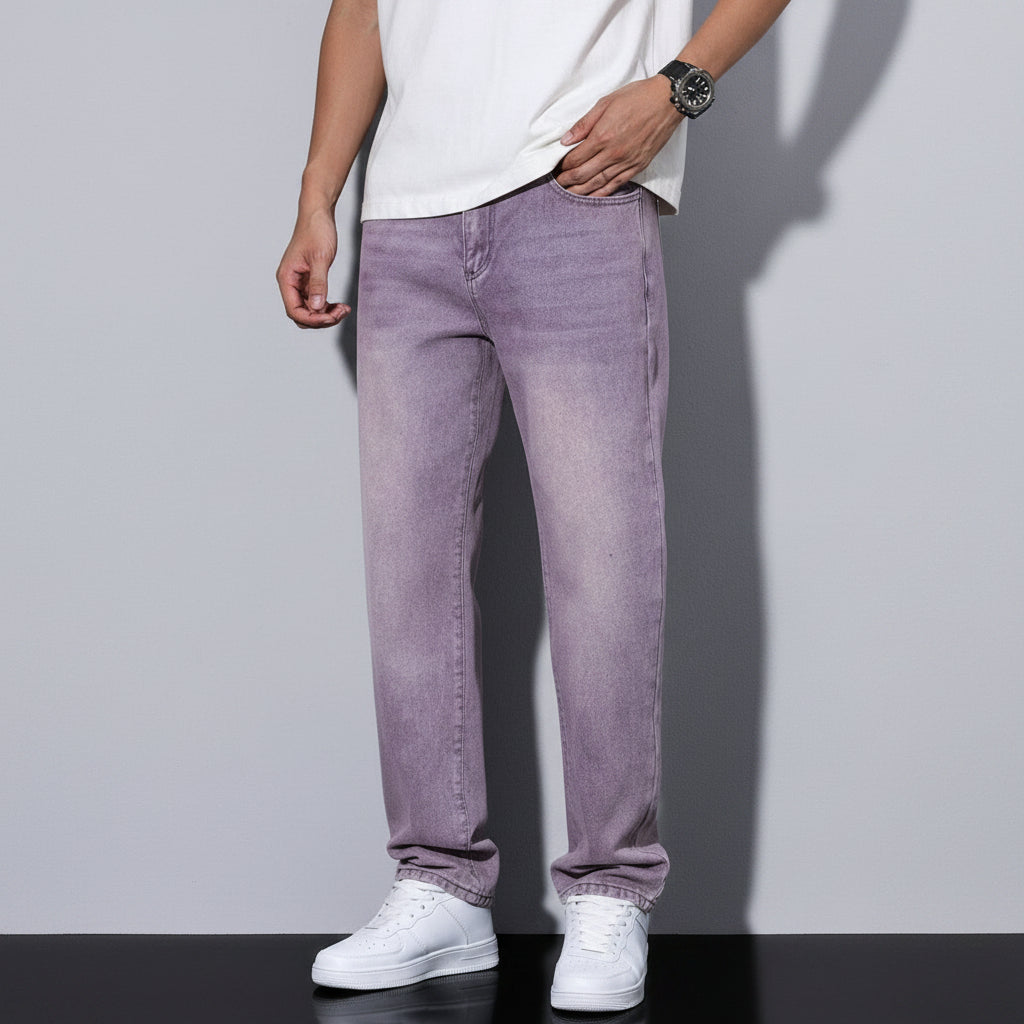 Men's Straight Leg Washed Jeans | Casual Wear