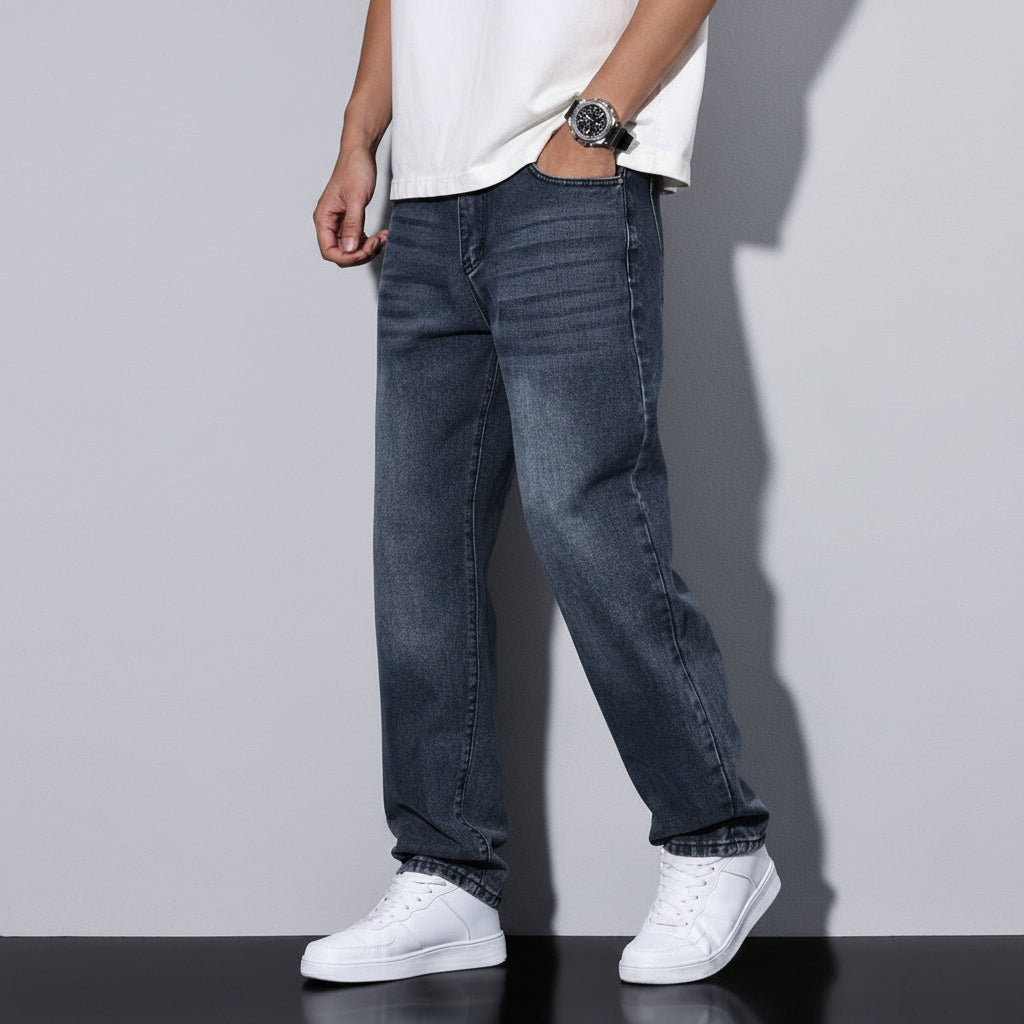Men's Straight Leg Washed Jeans | Casual Wear