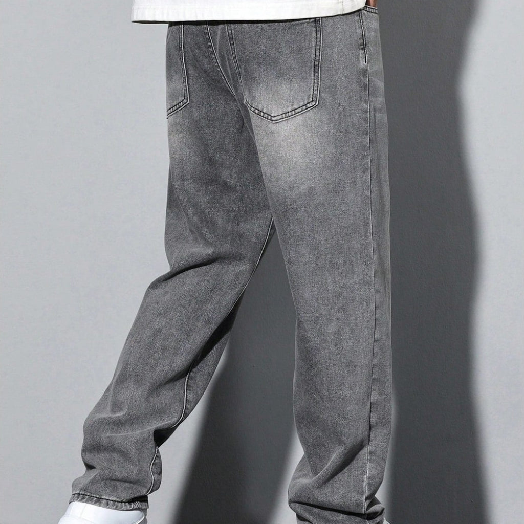 Men's Straight Leg Washed Jeans | Casual Wear