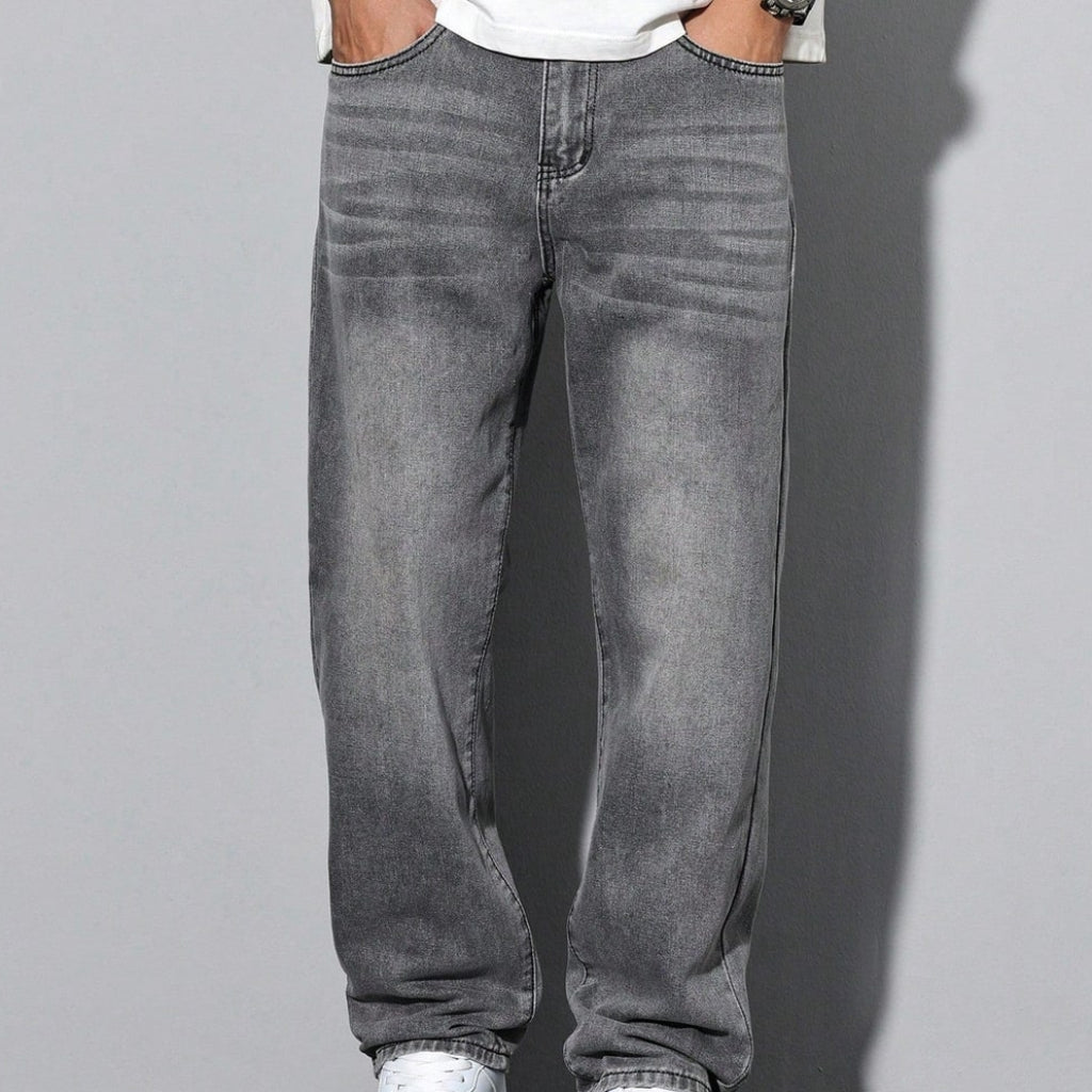 Men's Straight Leg Washed Jeans | Casual Wear