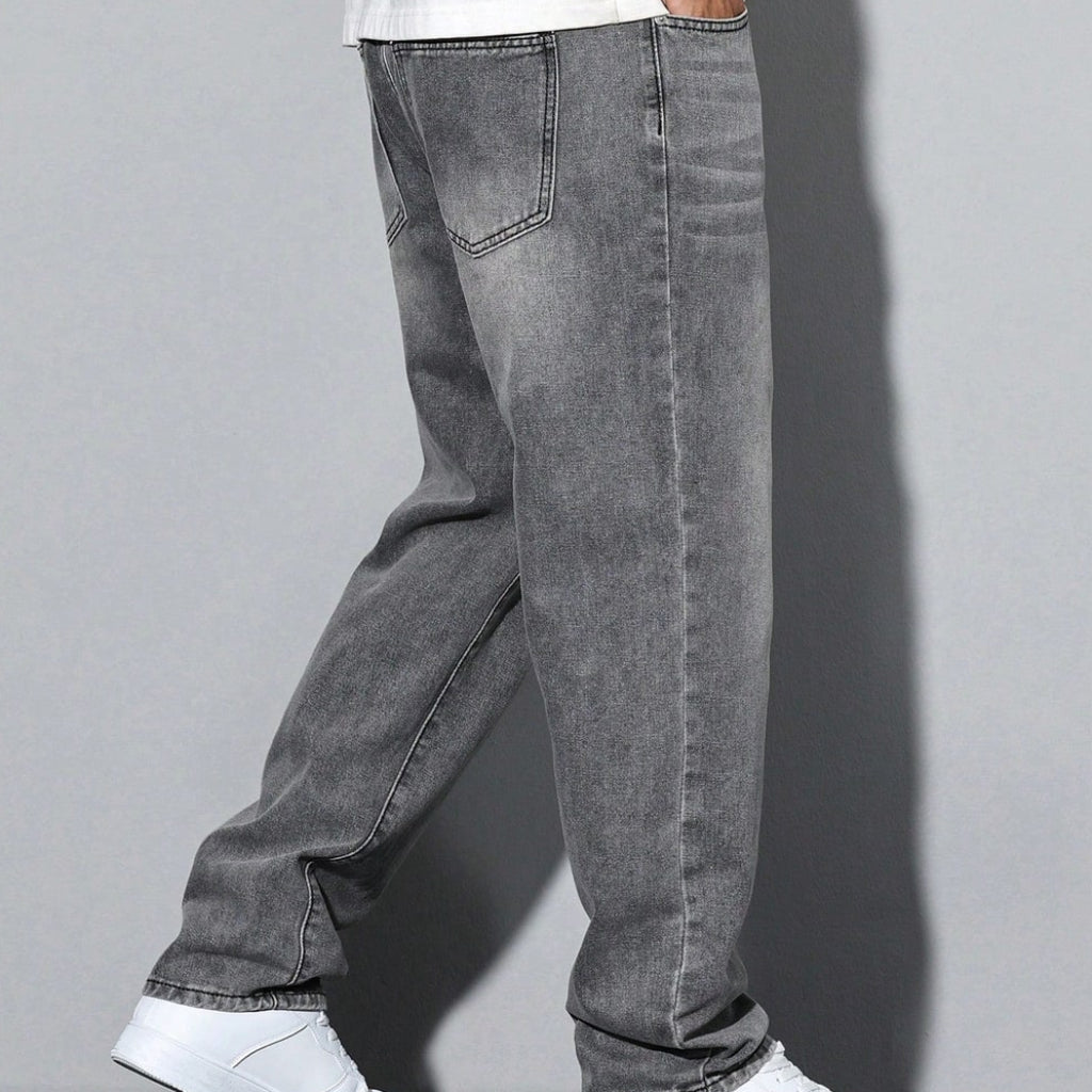 Men's Straight Leg Washed Jeans | Casual Wear