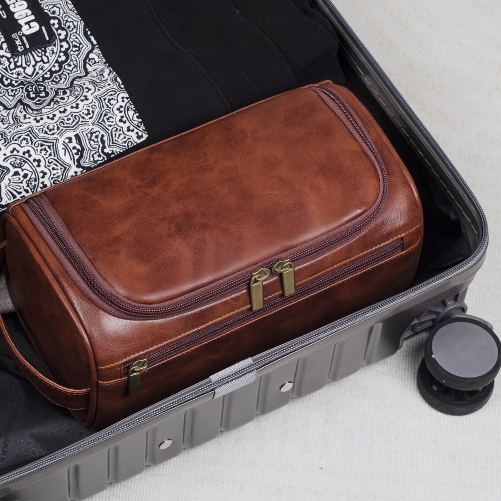 Leather Travel Toiletry Bag