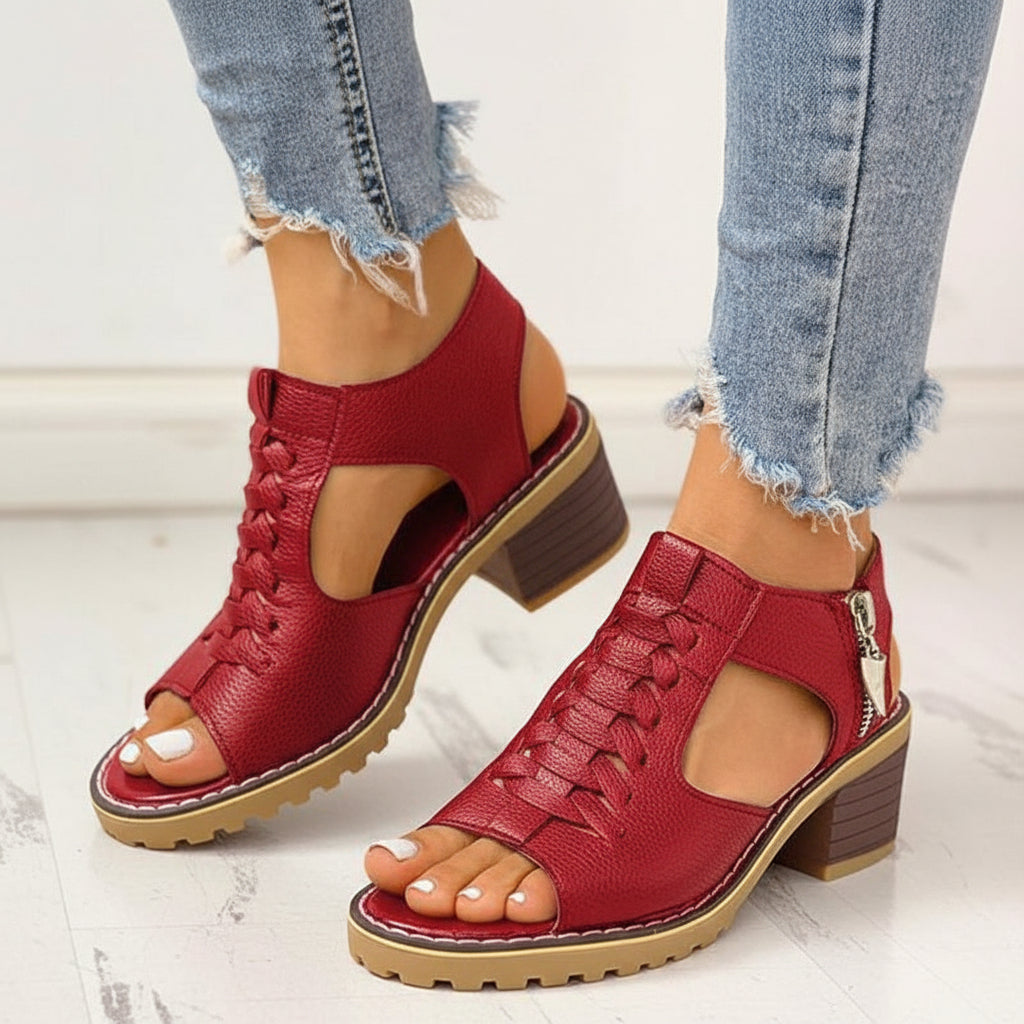 Women's Chunky Heeled Peep Toe Sandals