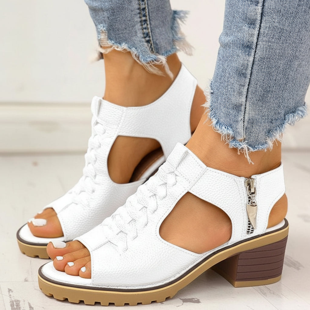 Women's Chunky Heeled Peep Toe Sandals