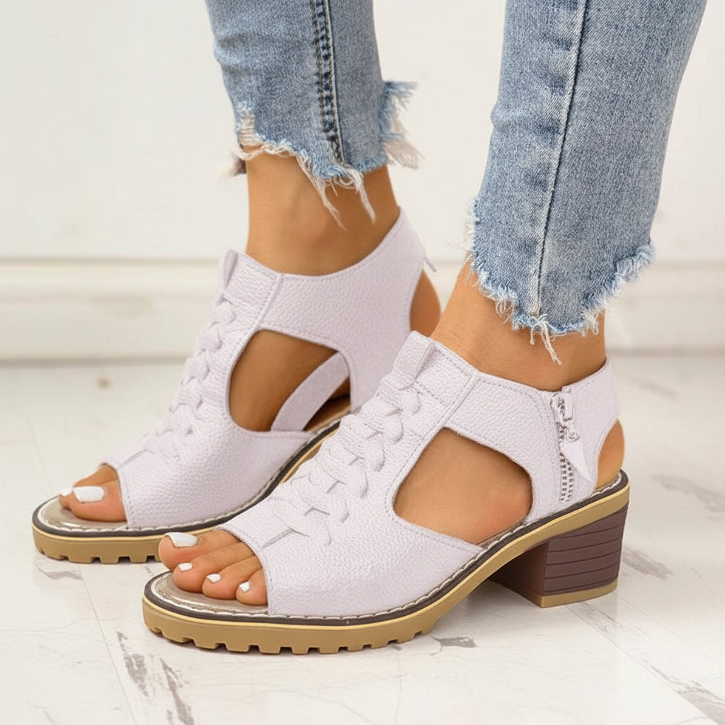 Women's Chunky Heeled Peep Toe Sandals
