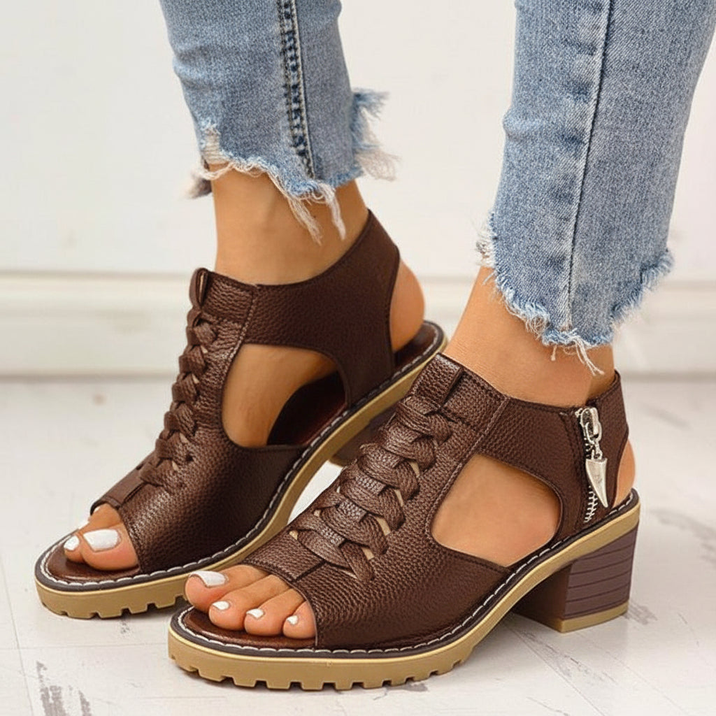 Women's Chunky Heeled Peep Toe Sandals